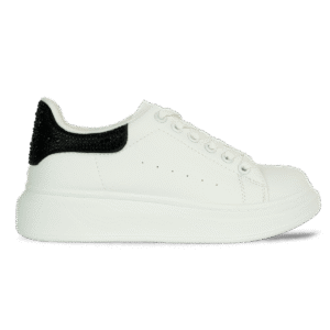 Baskets en cuir pour femme – Blanc et noir – Flora - Lea & Paul Maroc