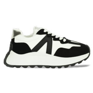 Baskets en cuir pour femme – Noir & Blanc – Flora - Lea & Paul Maroc